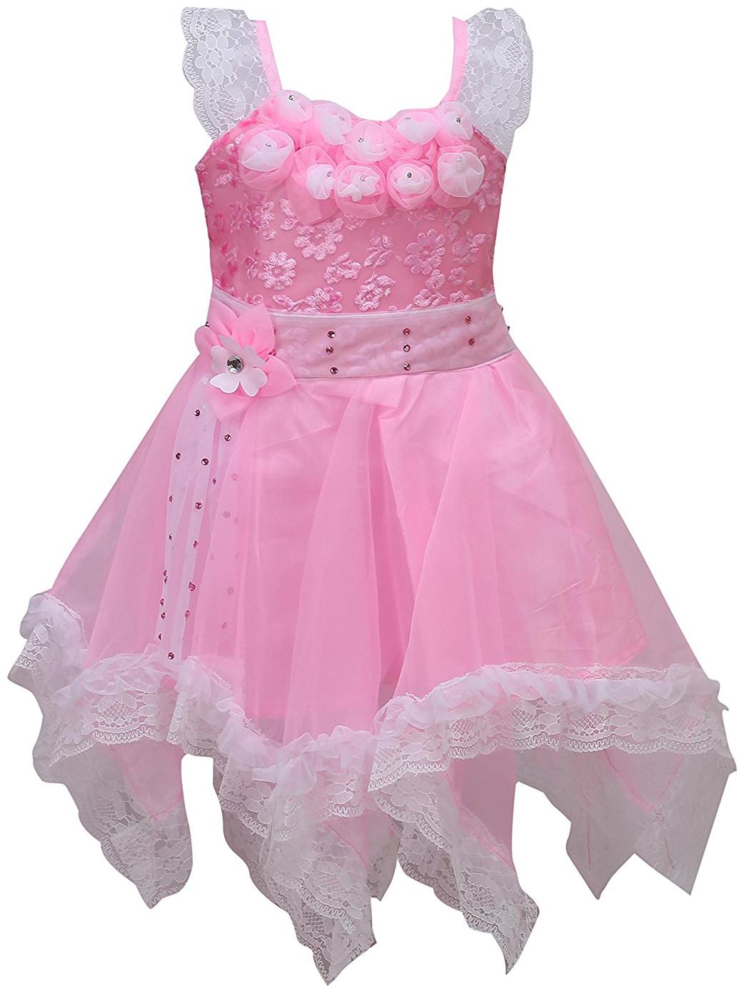

Silver Kraft Baby girl Net Solid Princess frock - Pink