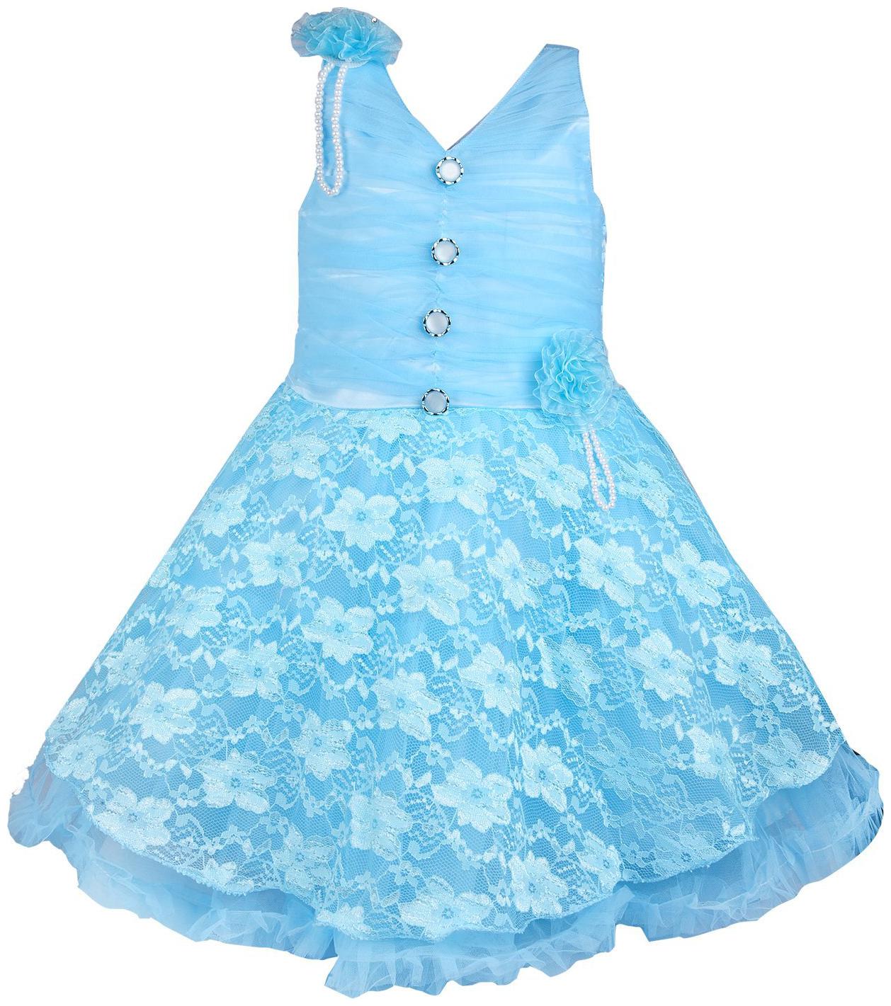 

Silver Kraft Baby girl Net Solid Princess frock - Blue