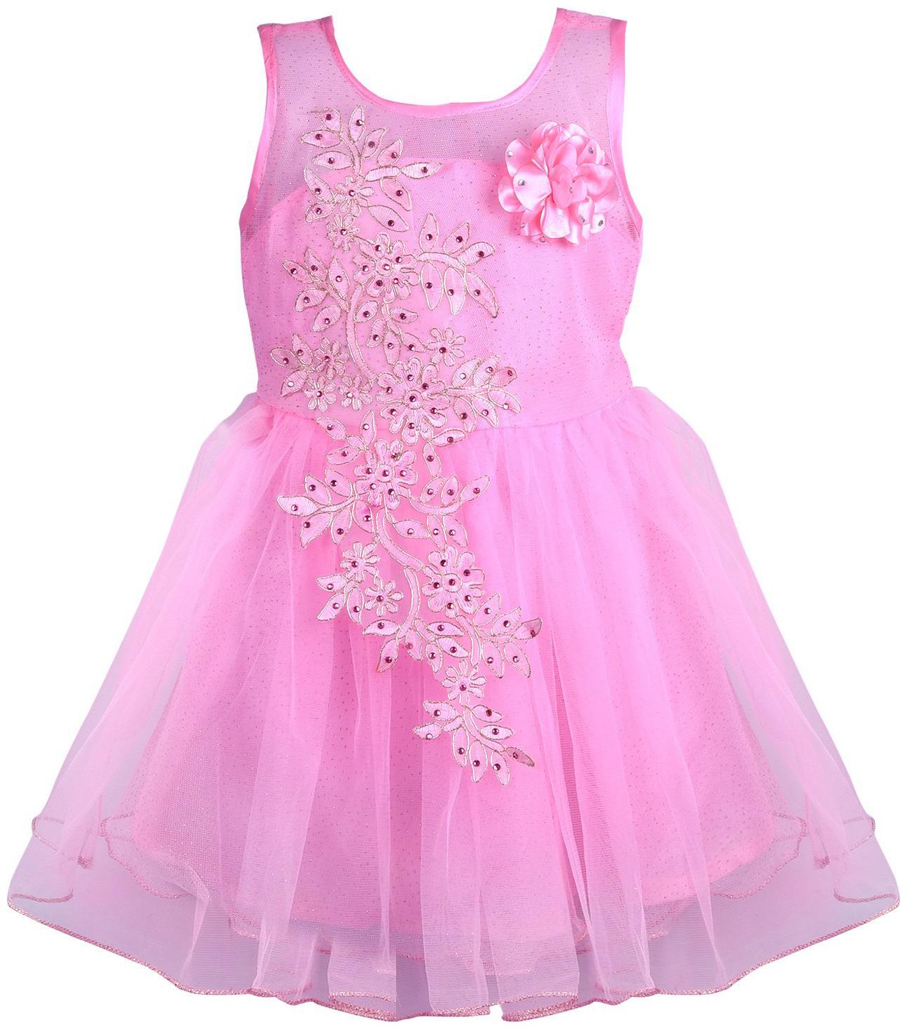 

Silver Kraft Pink Net Sleeveless Knee Length Princess Frock ( Pack of 1 )