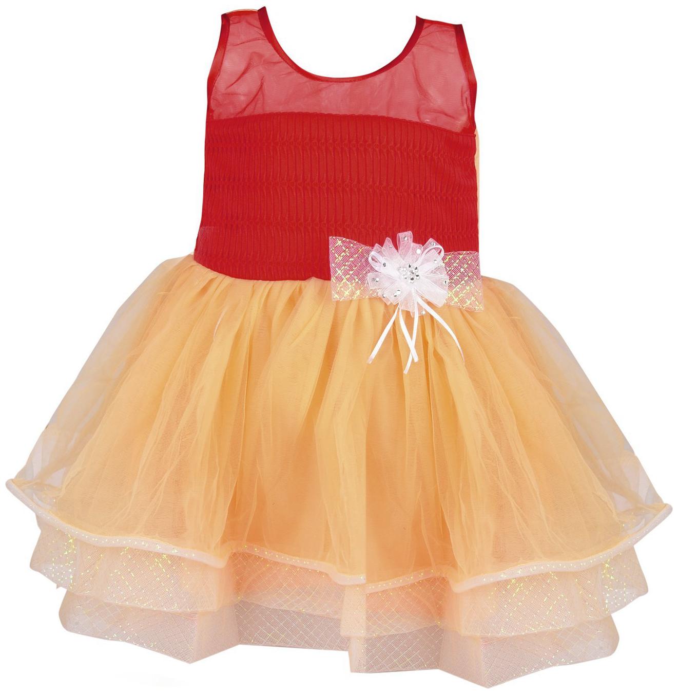 

Silver Kraft Red Net Sleeveless Knee Length Princess Frock ( Pack of 1 )