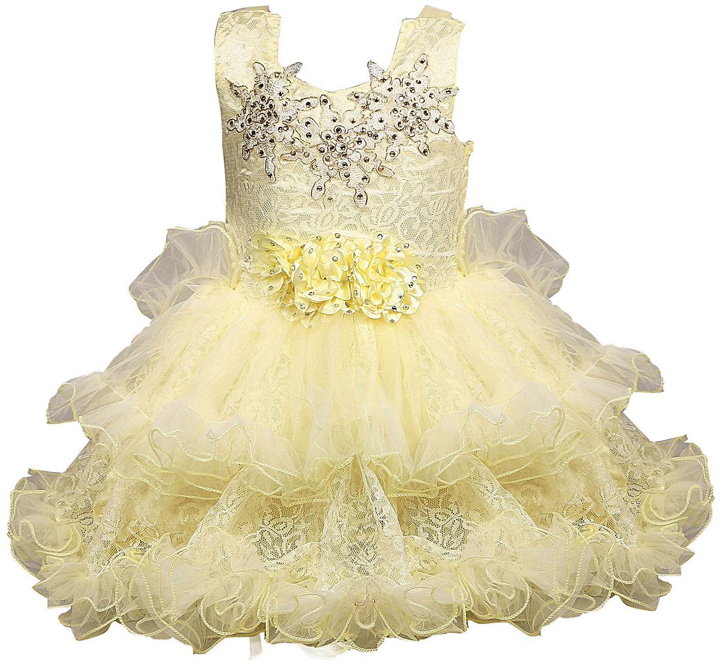 

Silver Kraft Baby girl Net Solid Princess frock - Cream