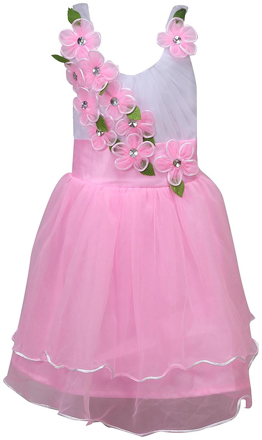 

Silver Kraft Baby girl Net Solid Princess frock - Pink