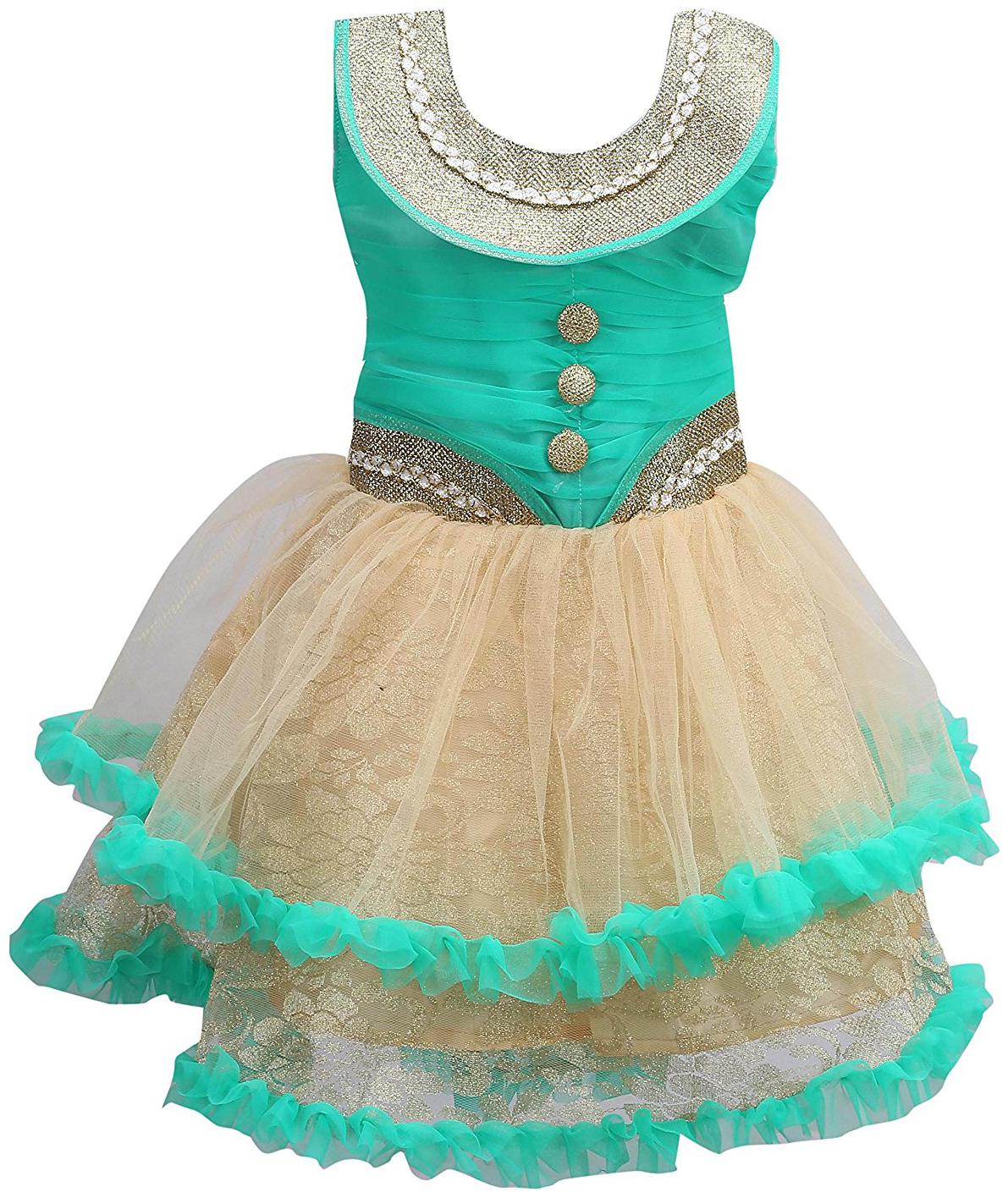 

Silver Kraft Baby girl Net Solid Princess frock - Green