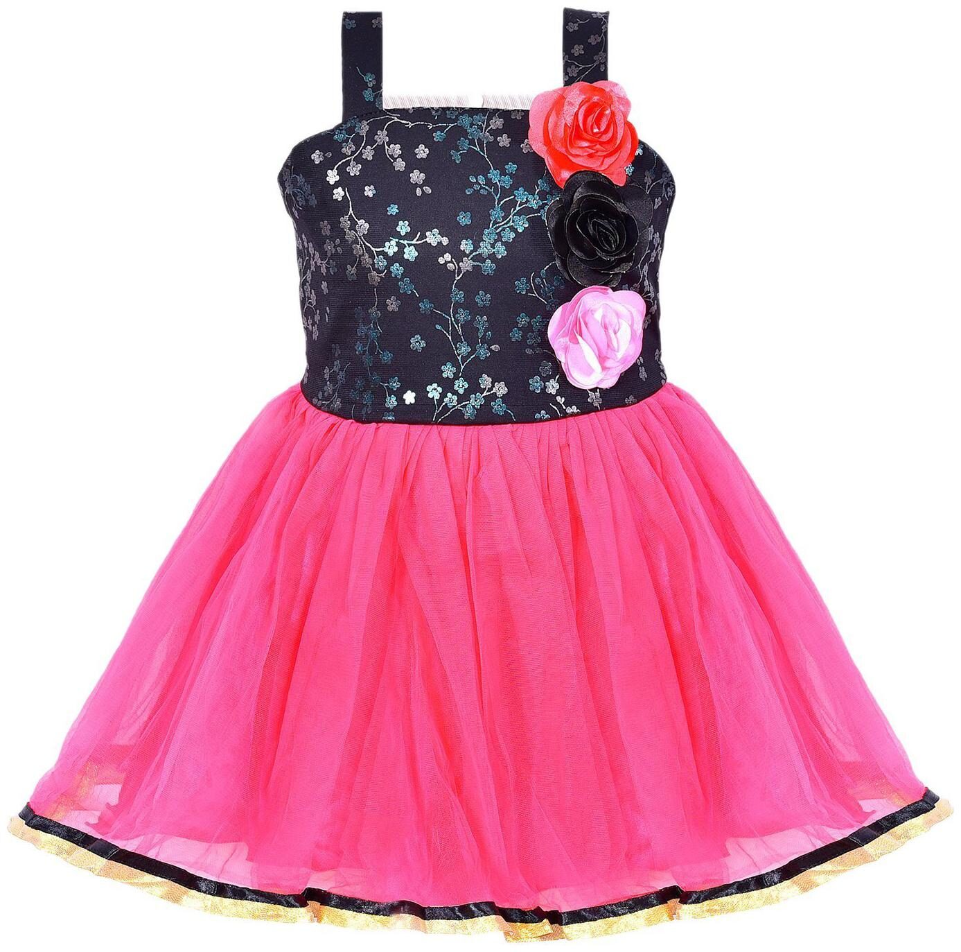 

Silver Kraft Baby girl Net Solid Princess frock - Pink