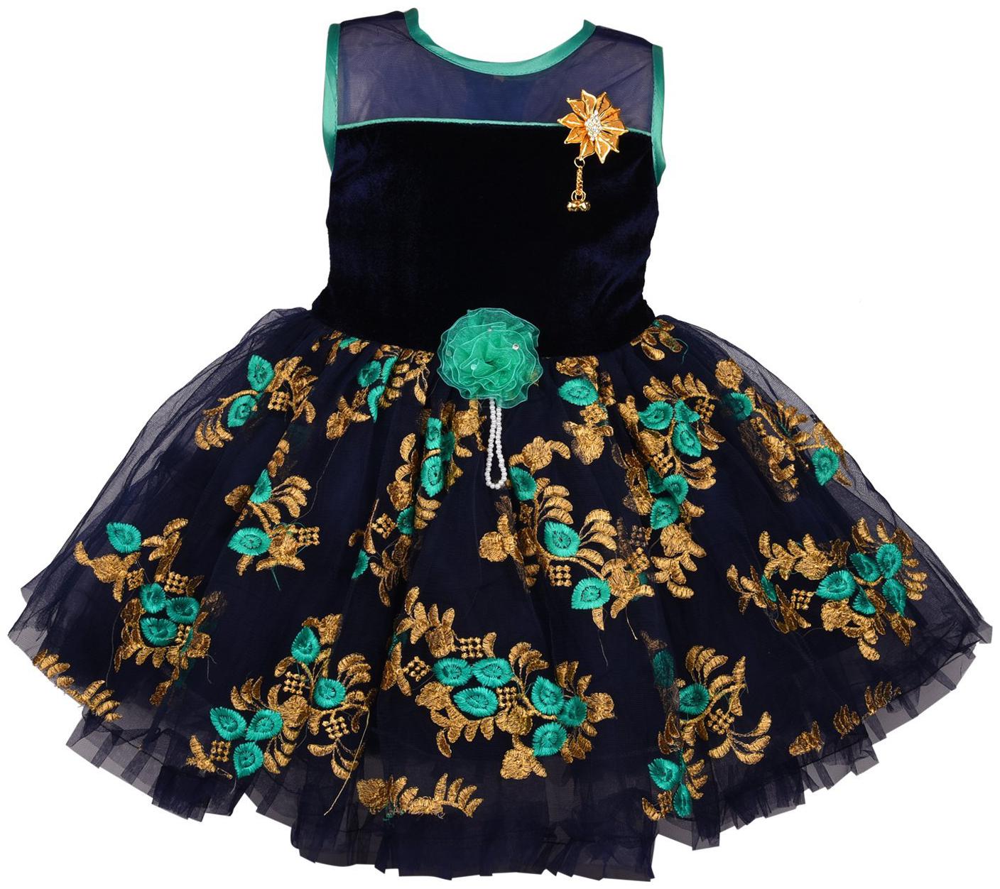 

Silver Kraft Baby girl Net Solid Princess frock - Green