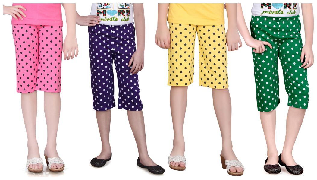 

Sinimini Girl Cotton Solid Capri - Grey