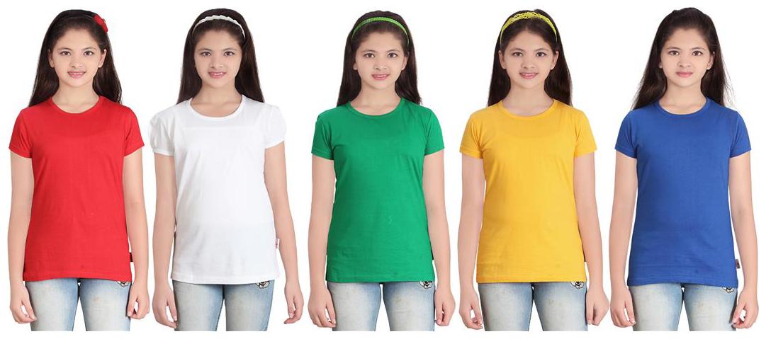 

SINIMINI GIRLS SOLID ROUND NECK TSHIRT
