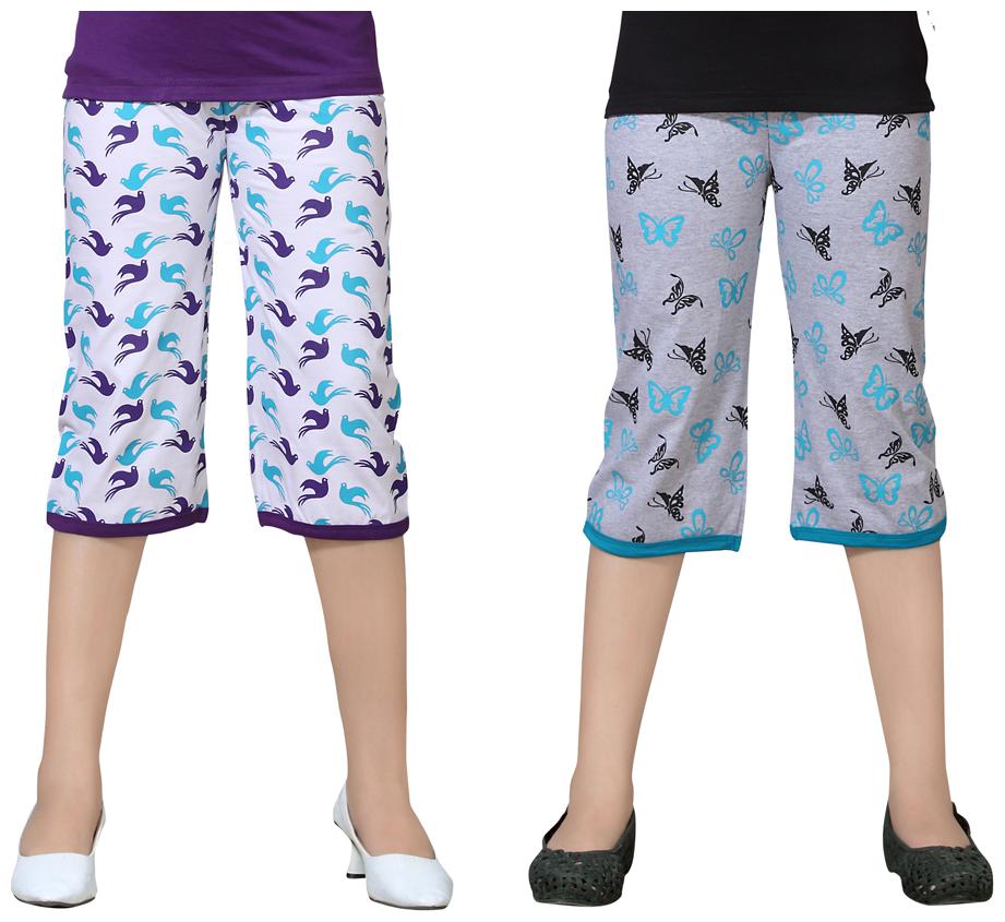 

Sinimini Multicolor Cotton Capri ( Pack Of 2 )