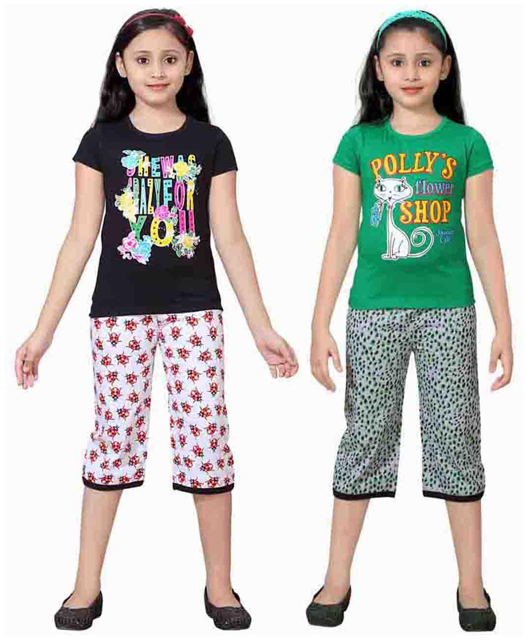 

Sinimini Multicolor Girls Cute Printed Top Bottom Set (18-24 Months) (Set Of 2)