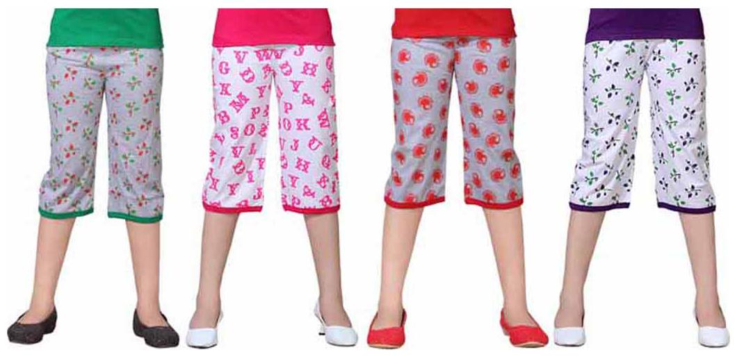 

SINIMINI Multicolor Printed Cute Capri ( Pack Of 4 )