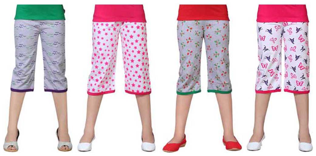 

SINIMINI Multicolor Printed Cute Capri ( Pack Of 4 )