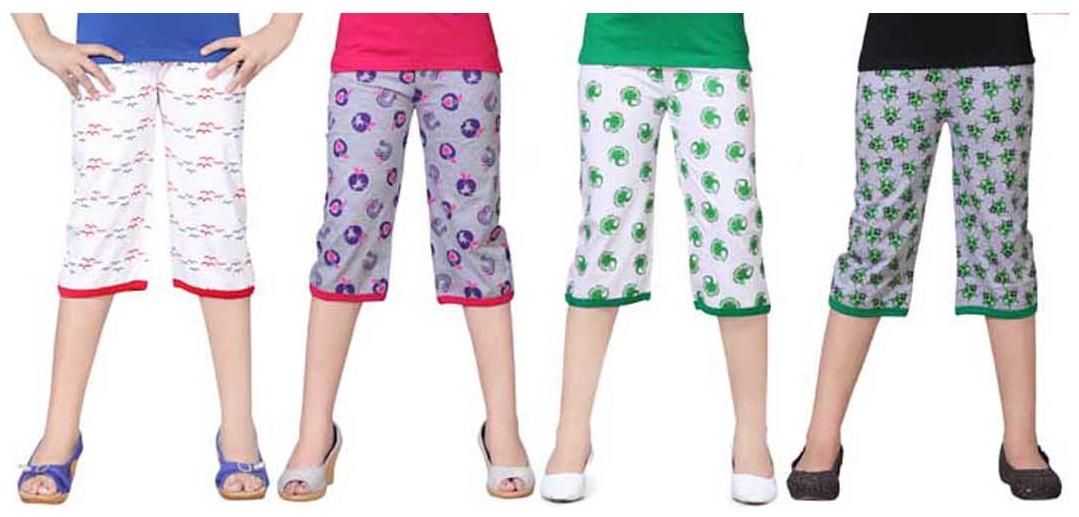 

SINIMINI Multicolor Printed Cute Capri ( Pack Of 4 )