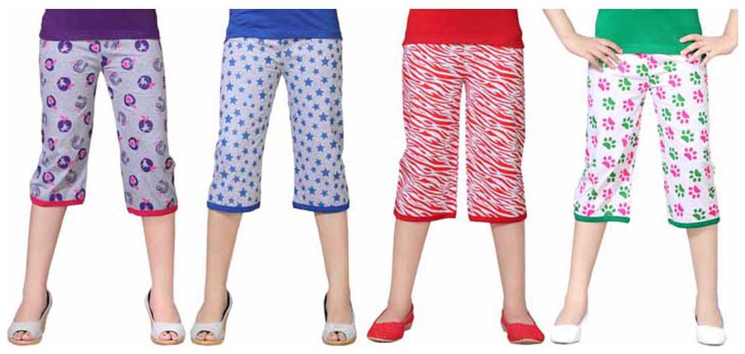 

SINIMINI Multicolor Printed Cute Capri ( Pack Of 4 )