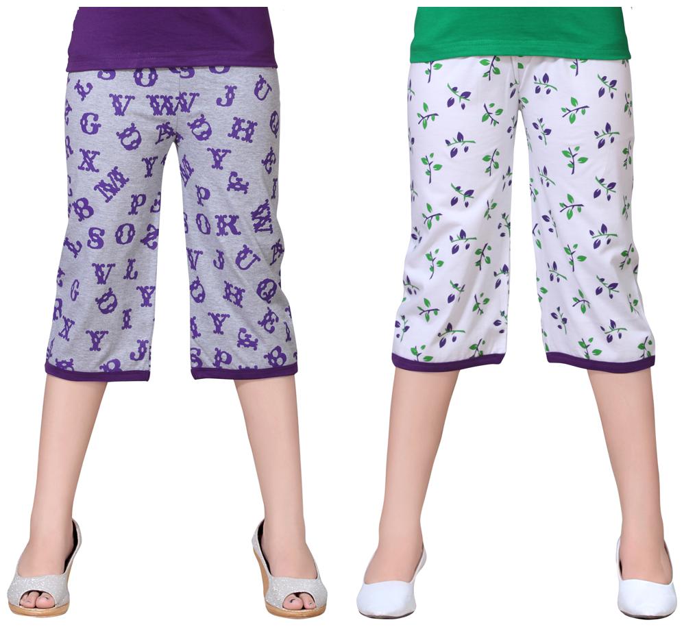 

Sinimini Multicolor Cotton Capri ( Pack Of 2 )