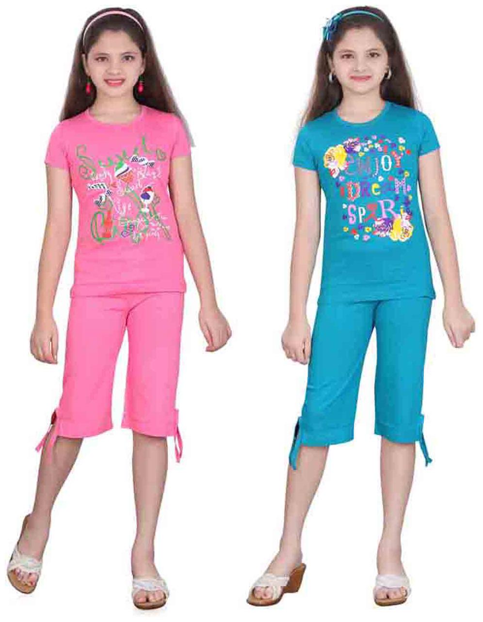 

Sinimini Multi Color Top And Capri Pack Of 2 (9-10 Years)