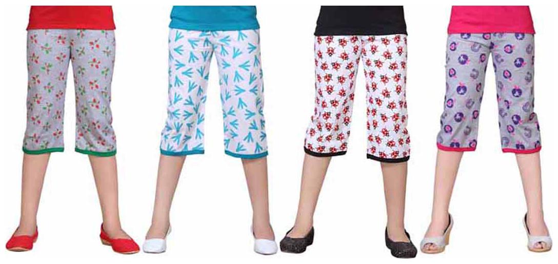 

SINIMINI Multicolor Printed Cute Capri ( Pack Of 4 )