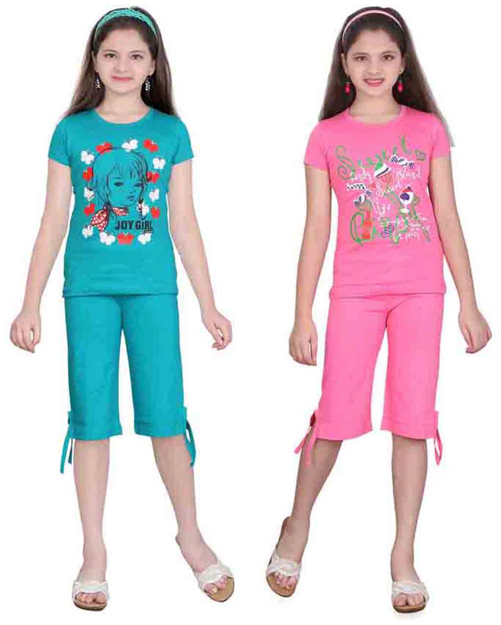 

Sinimini Multi Color Top And Capri Pack Of 2 (10-11 Years)