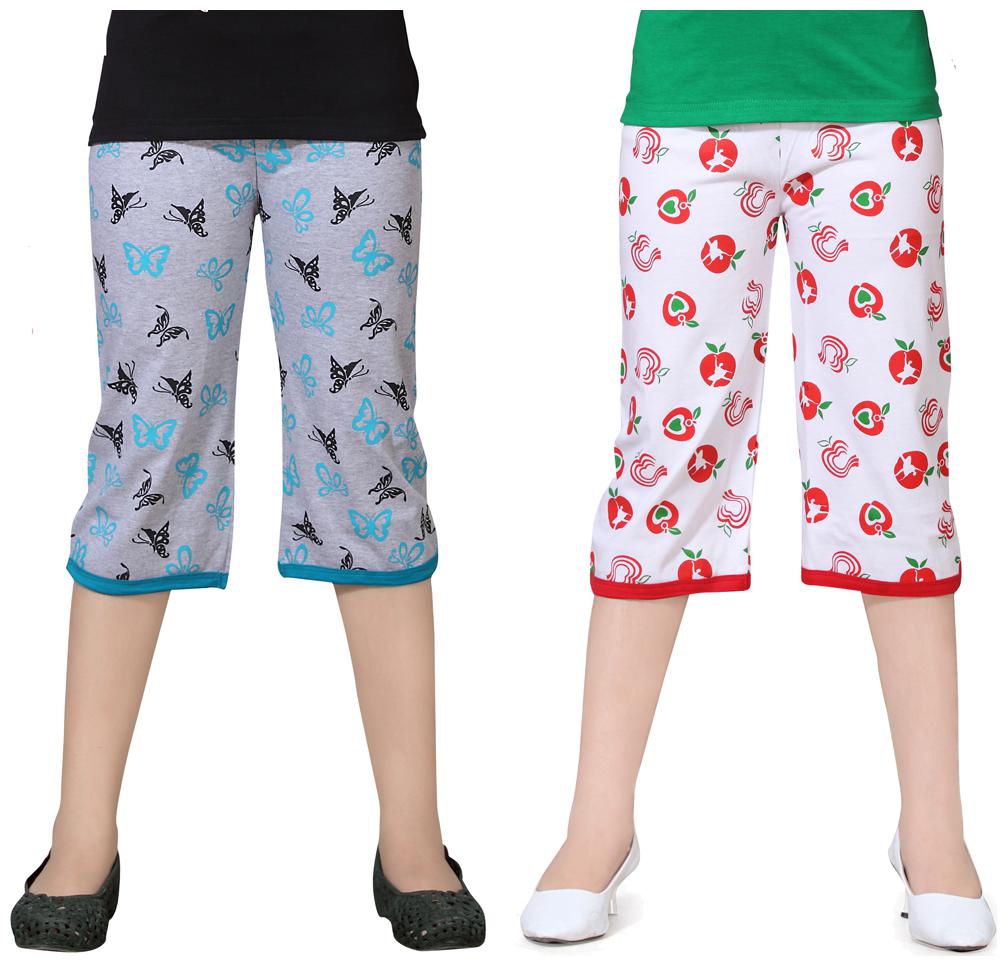 

Sinimini Multicolor Cotton Capri ( Pack Of 2 )
