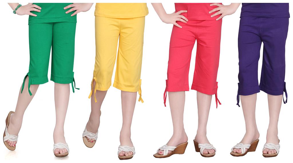 

Sinimini MultiColor Girls Plain Capri (Set Of 4)(Size- 10-12Y)