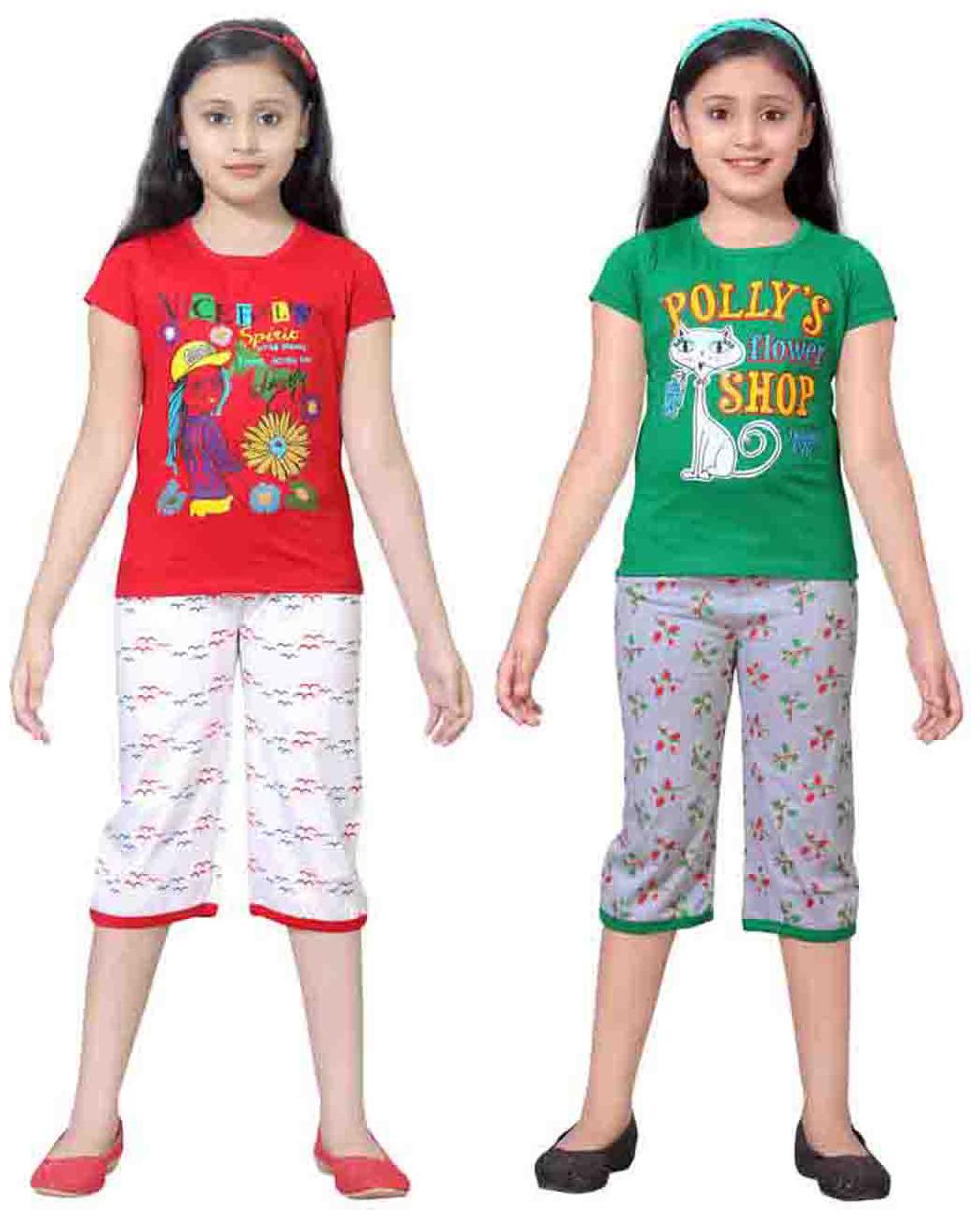 

Sinimini Multicolor Girls Cute Printed Top Bottom Set (12-18 Months) (Set Of 2)