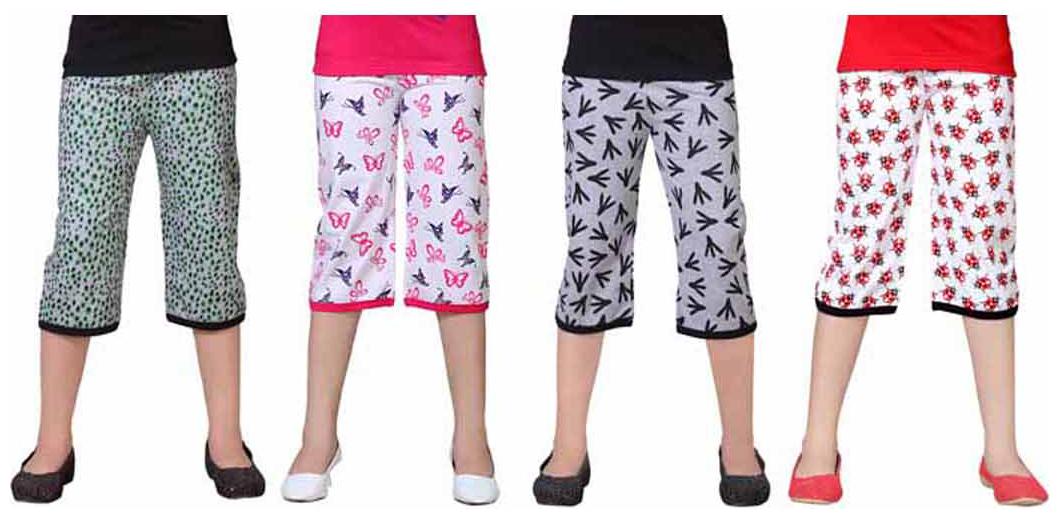 

SINIMINI Multicolor Printed Cute Capri ( Pack Of 4 )
