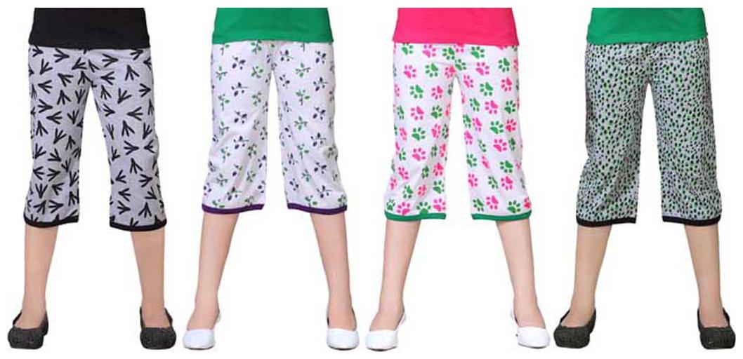 

SINIMINI Multicolor Printed Cute Capri ( Pack Of 4 )