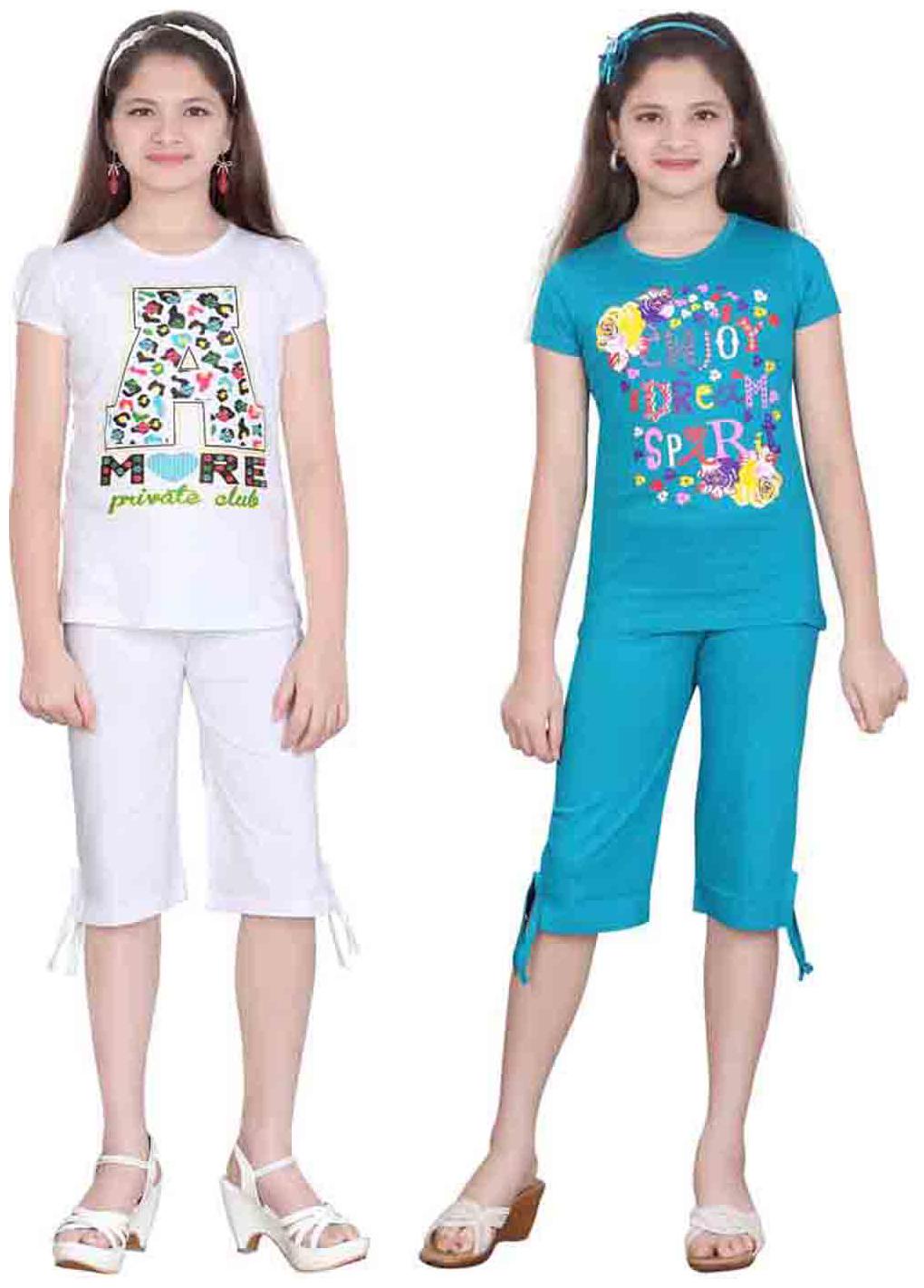 

Sinimini Multi Color Top And Capri Pack Of 2 (9-10 Years)