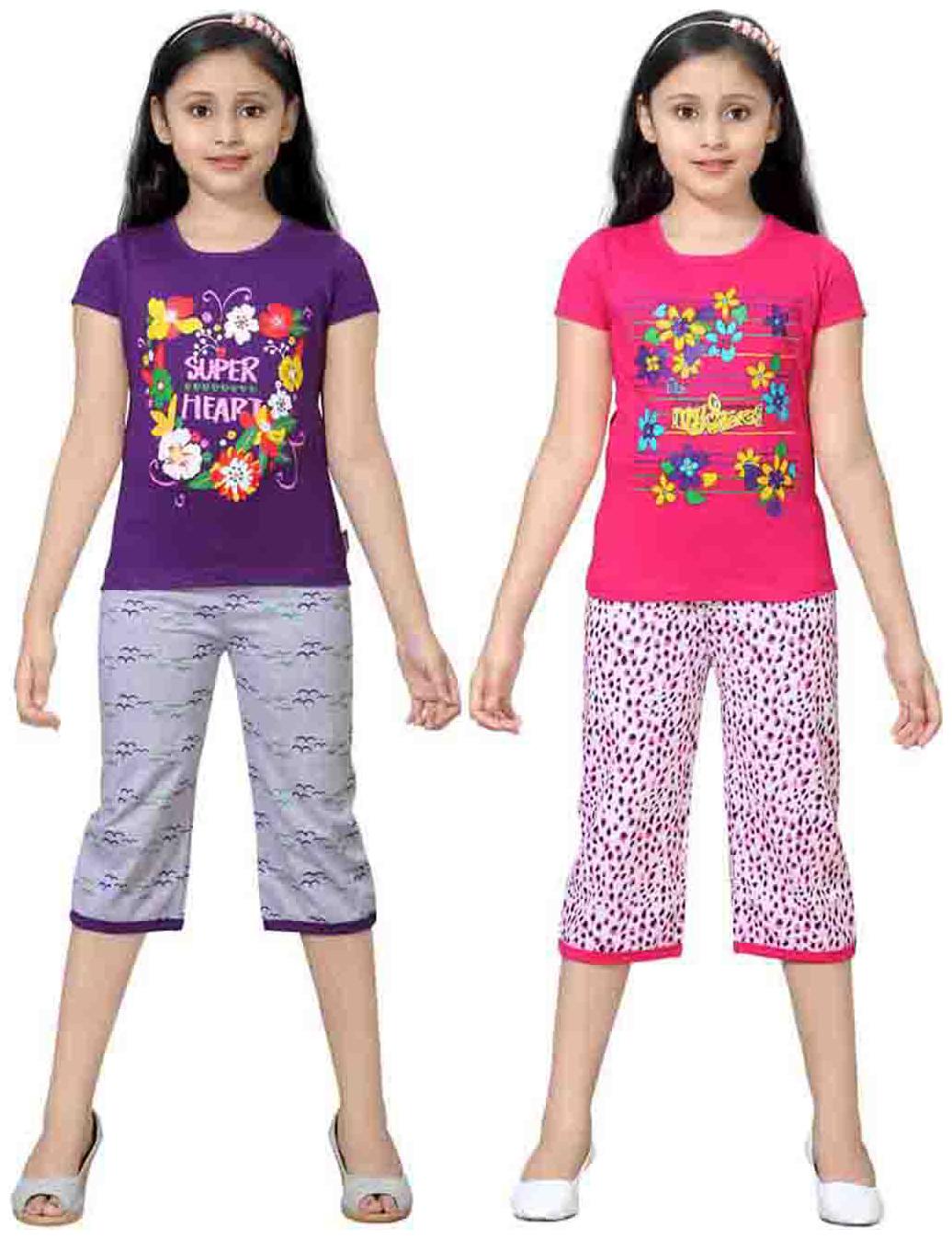 

Sinimini Multicolor Girls Cute Printed Top Bottom Set (10-11 Years) (Set Of 2)