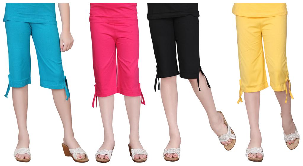 

Sinimini MultiColor Girls Plain Capri (Set Of 4)(Size- 10-12Y)