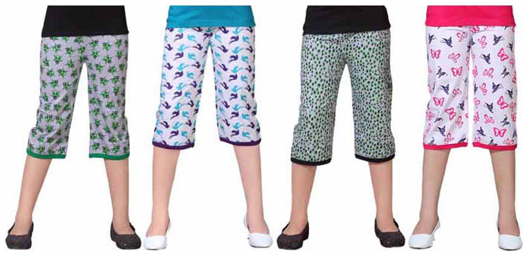 

SINIMINI Multicolor Printed Cute Capri ( Pack Of 4 )