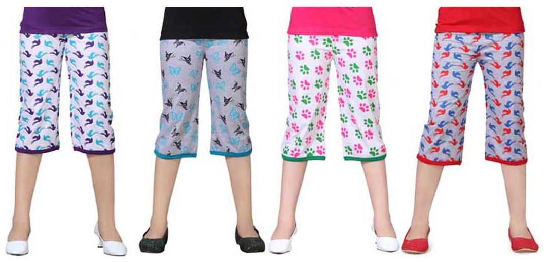 

SINIMINI Multicolor Printed Cute Capri ( Pack Of 4 )