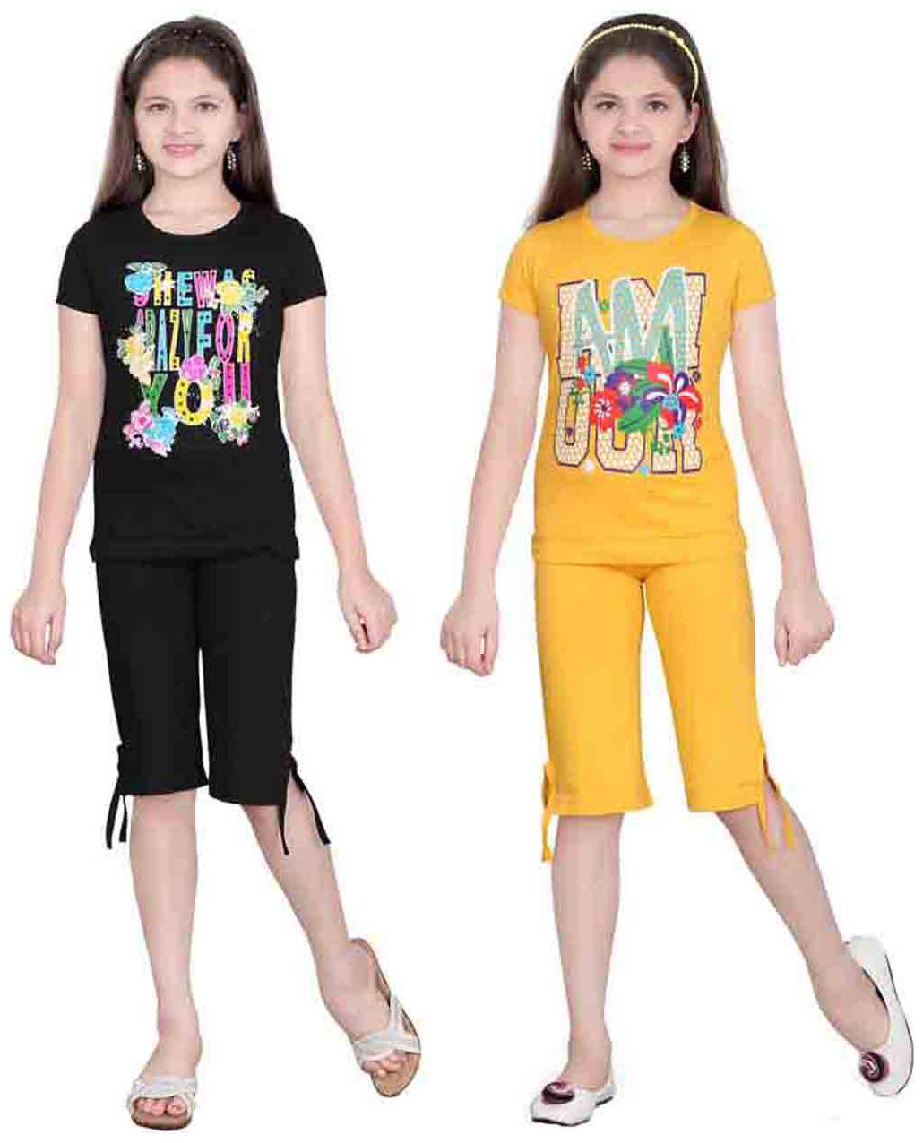 

Sinimini Multi Color Top And Capri Pack Of 2 (10-11 Years)