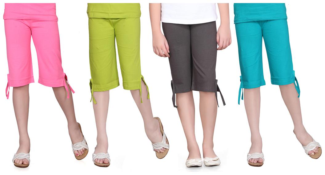 

Sinimini MultiColor Girls Plain Capri (Set Of 4)(Size- 10-12Y)