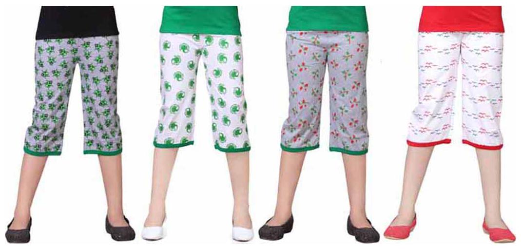 

SINIMINI Multicolor Printed Cute Capri ( Pack Of 4 )