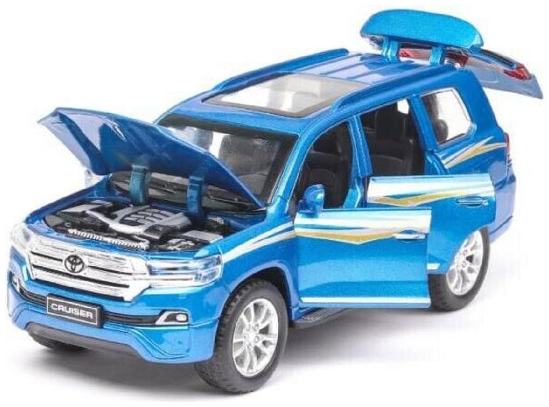 

1 32 Alloy Pull Back car Toyota Land Cruiser SUV Diecast Metal Model 6 Open The Door Toy Vehicles Musical Flashing for Kids