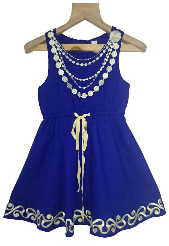 

Sleeveless Embroidery Dress Navy 4-6Y