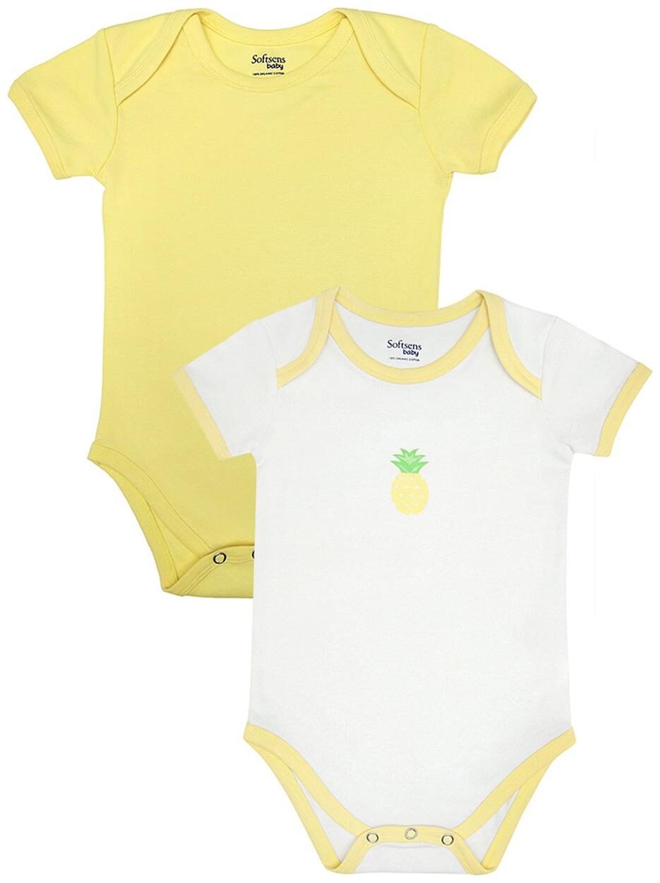 

Softsens Baby boy Cotton Solid Winterwear onesie and romper - Yellow
