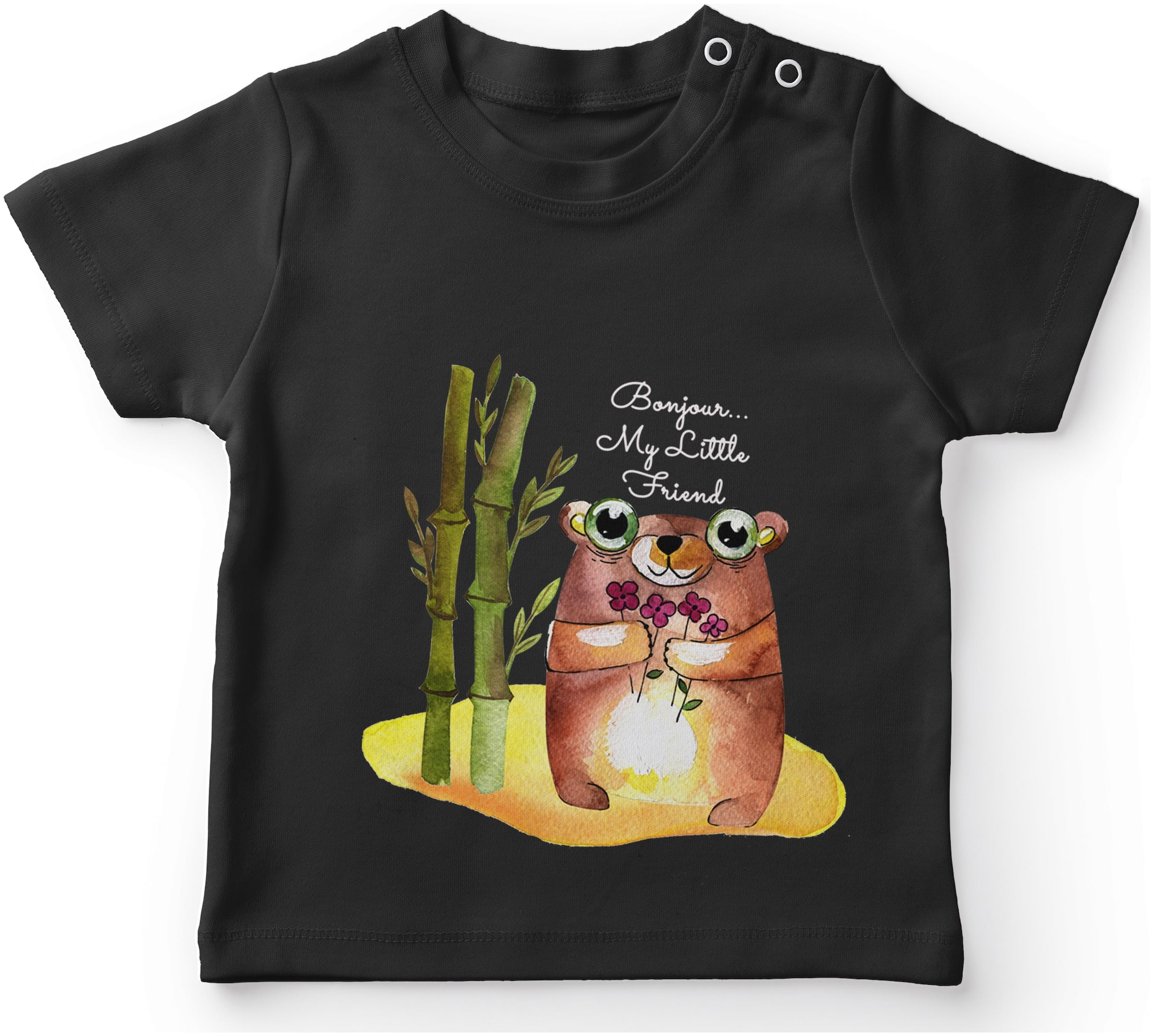 

Solid Casual Girls Black T-Shirt Cotton Regular Fit Round Neck Half Sleeve Adorable Cartoon Teddy Bear (2-3 Years)