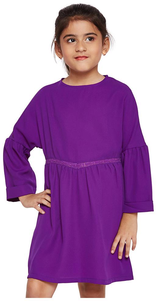 

OXOLLOXO Purple Polyester 3 4th Sleeves Above Knee Princess Frock ( Pack of 1 )