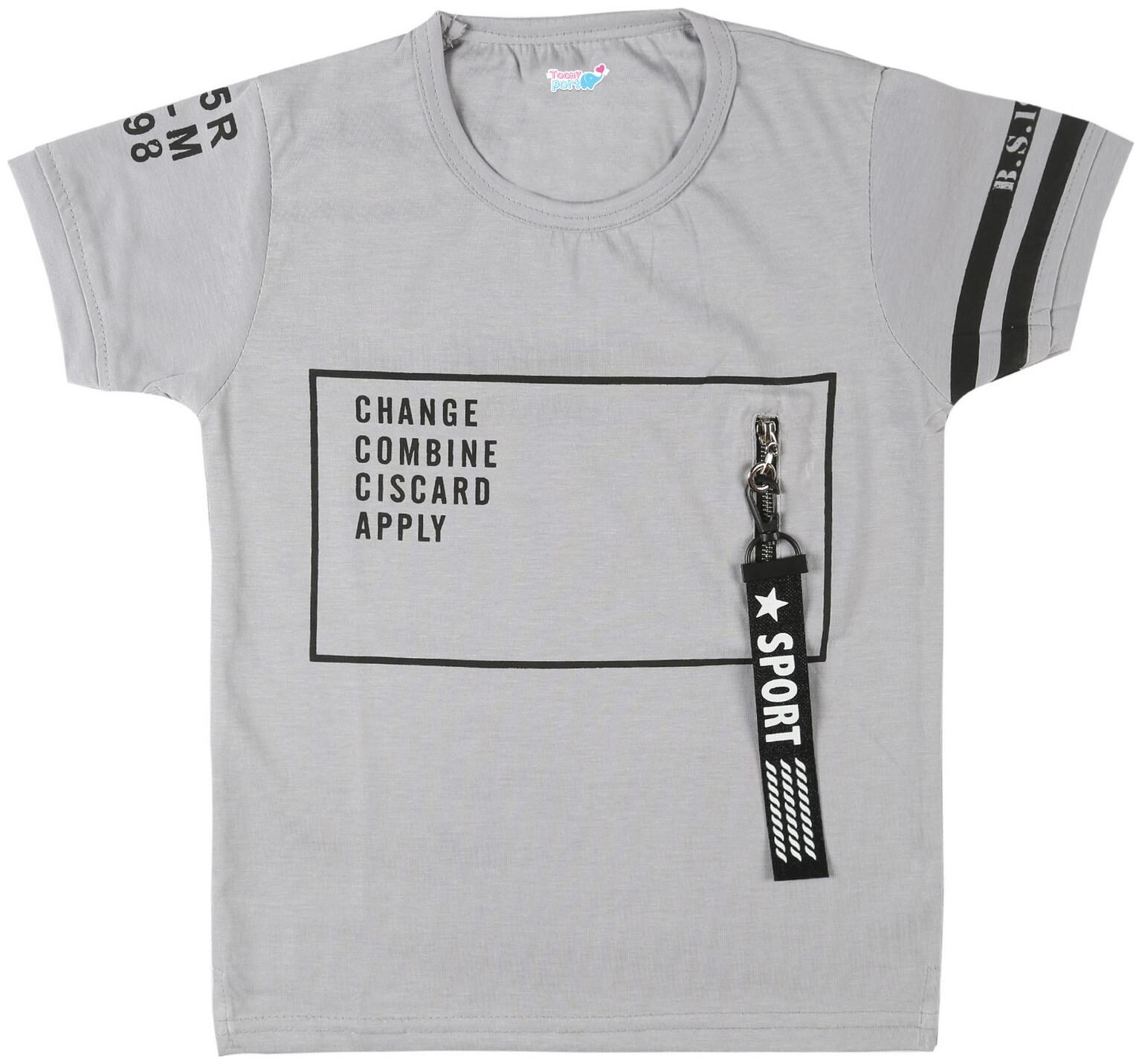 

TOONYPORT Cotton Printed T shirt for Baby Boy - Grey