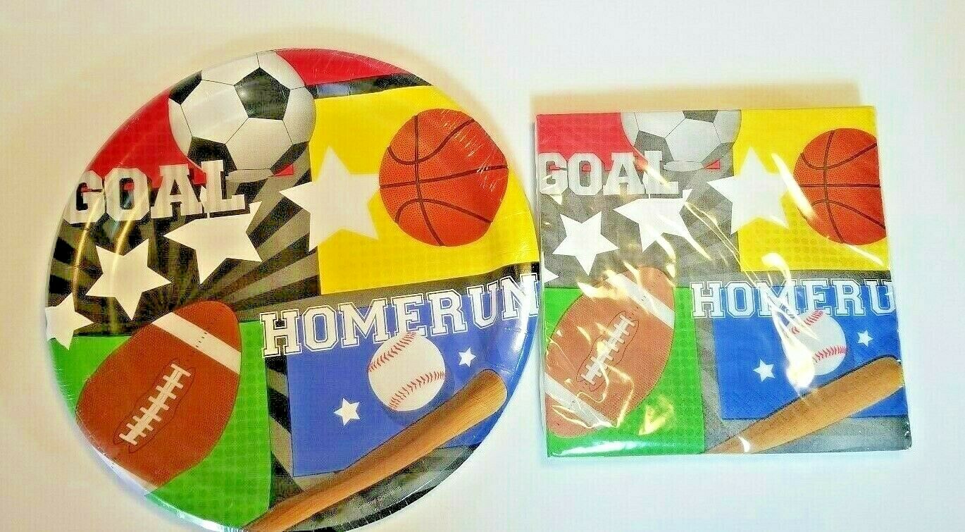

Sports Themed Paper Plates and Napkins 18 Plates 20 Lunch Napkins