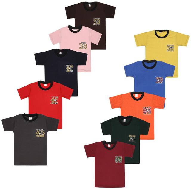 S R FASHIONER Boy Cotton Printed T-shirt - Multi