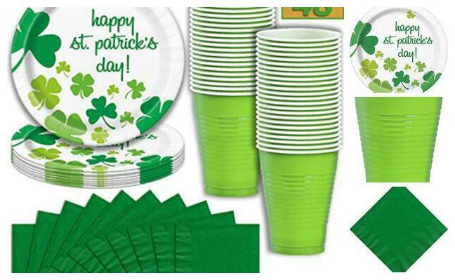 

St Patrick s Day Party Supplies Serves 48 - Plates Cups (18 oz) Napkins -