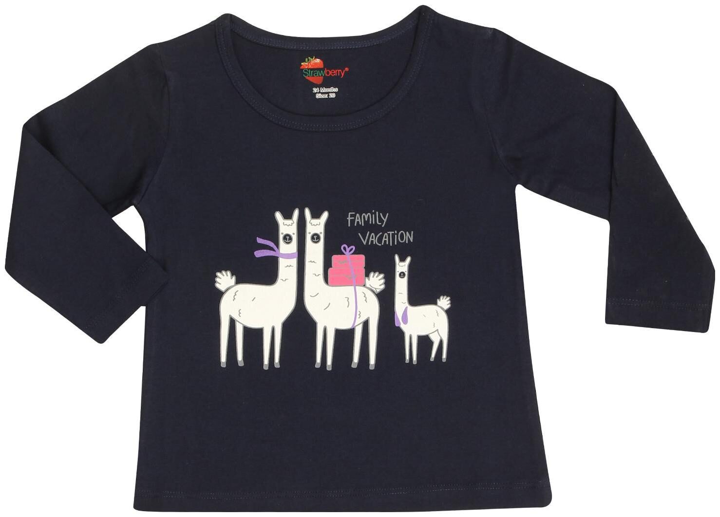 

Strawberry Cotton Printed T shirt for Baby Girl - Blue