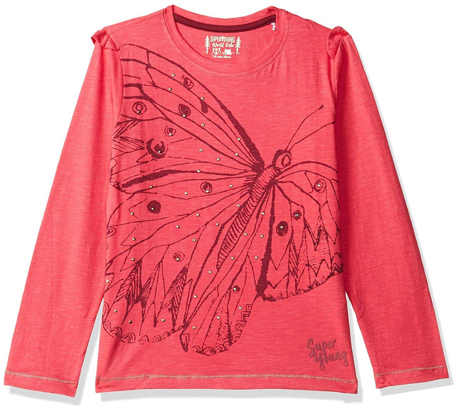 

SUPERYOUNG Girl Cotton Printed T shirt - Red