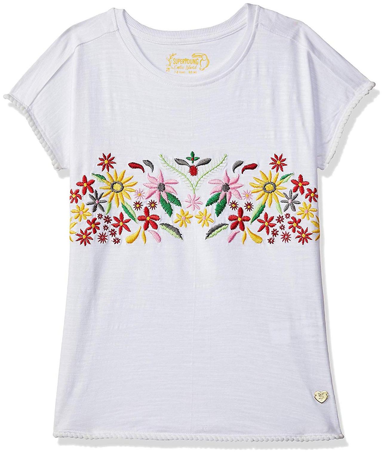 

SUPERYOUNG Girl Cotton Floral T shirt - White
