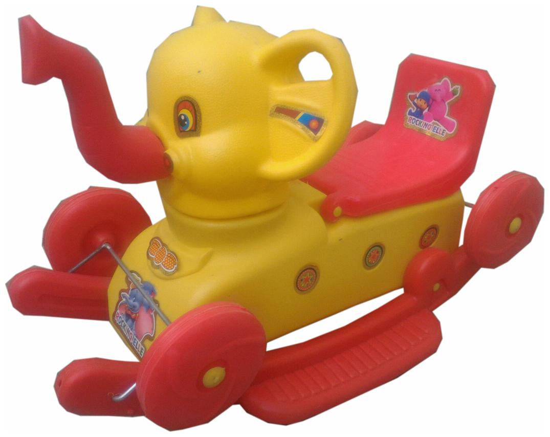 

Oh BabyMulticolor Rocking Plastic Elephant With Wheel