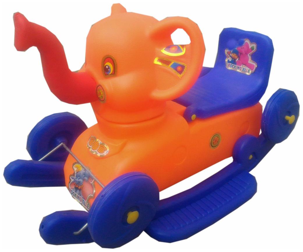 

Oh BabyMulticolor Rocking Plastic Elephant With Wheel