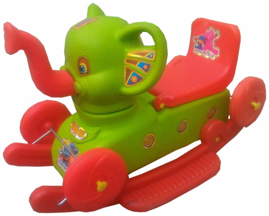 

Oh BabyMulticolor Rocking Plastic Elephant With Wheel