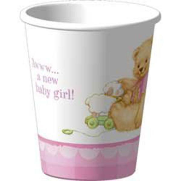 

Sweet Bear Pink Baby Shower 9 oz Paper Cups 8 Per Package Party Supplies